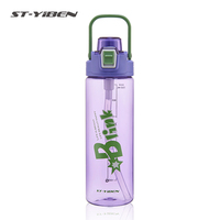 Bouteille d'eau en plastique écologique isotherme anti-fuite Yiben avec bouchon à paille pour l'extérieur et la salle de sport