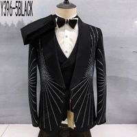 Costume de marié noir élégant à perles, costume de matin pour homme, costume de scène, costume de cosplay, costume de soirée pour homme, blazer de mariage pour témoin (veste + pantalon)