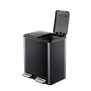 <span class=keywords><strong>Pattumiera</strong></span> da <span class=keywords><strong>Cucina</strong></span> Rettangolare in Acciaio Inox da 16L con Due Scomparti, Pedale e Chiusura Ammortizzata - Product Image 1