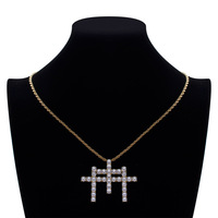 Kalung Liontin Salib Berlapis Khusus dengan Micro Pave CZ Perhiasan Pria Hip Hop