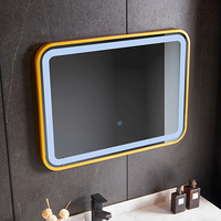Miroir de salle de bain rectangulaire de luxe à LED à gradation et cadre en alliage d'aluminium avec affichage de l'heure
