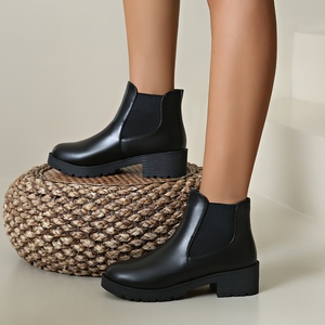 Stivaletti Chelsea da <span class=keywords><strong>Donna</strong></span> in <span class=keywords><strong>Pelle</strong></span> PU con Tacco Largo e Grosso - Product Image 5
