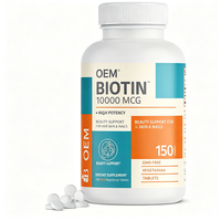 OEM Özel Etiketli Biotin Tabletleri 150 Adet 10000 MCG Besin Takviyesi Tedariki
