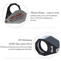 Dual-Function Professional Jewelers Glass Magnifier Gemstone/Diamond Inspection 21MM Lens 10X Triplet Loupe UV LED Light