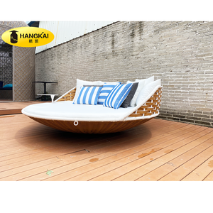 Modernes Freizeit konzept Aluminium Rattan Wicker Outdoor Patio Rundes Bett mit Tee tisch