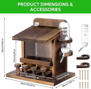 Mangeoire d'écureuil et de tamia mangeoire de table de pique-nique d'écureuil en bois avec mangeoire d'eau extérieure pour la maison d'écureuil de maïs - Product Image 3