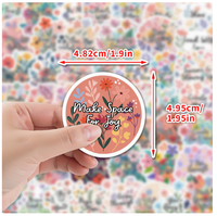 50Pcs Stiker Kutipan Motivasi Motif Bunga Tahan Air, Dekorasi untuk Botol Minum dan Lapisan Dekoratif