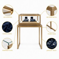 Vitrine à bijoux en verre éclairée par LED, dimensions personnalisables, pour magasin de bijoux, vente au détail et en gros