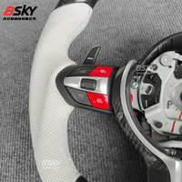 Volant en cuir blanc et fibre de carbone pour BMW F10 F20 M3 X1 X5 X6 X4 F30 F32 F33 F34 F35 X3 F25 F36 F80 F2 F22 F23 E90