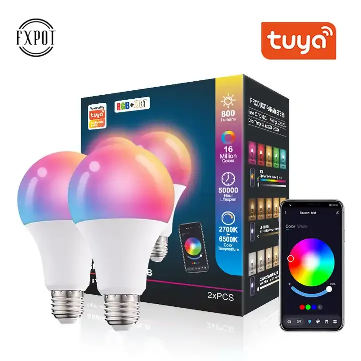 卸売カスタムAlexaとGoogle音声リモコン5w 10w 15w調光可能な屋内制御アプリWifi Tuya Ledスマート電球