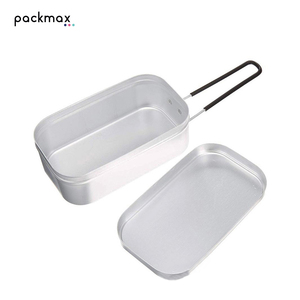 Boîte à bento en aluminium avec poignée pliable pour le camping – Boîte à lunch portable en alliage d'aluminium pour l'extérieur, récipient rectangulaire pour riz, utilisable pour la cuisson - Product Image 1