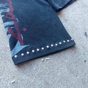 High Quality Custom Oversized Thermal T-<b>Shirts</b> Acid Wash <b>Waffle</b> Boxy Cropped Tee Cotton Pearl Thermal <b>Waffle</b> Knit Long Sleeve - Product Image 3