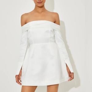 Nuevo Vestido Y2K Personalizado de Primavera, Vestido Sexy de un Solo Hombro, Mini Vestido Blanco de Lino y Algodón de Color Sólido para Mujer - Product Image 1