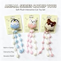 Jouet en peluche pour chat en forme de pingouin, ours, lapin, jouet à mâcher pour chat en herbe à chat naturelle, jouet interactif pour chaton pour l'auto-entretenue et le soulagement de l'ennui
