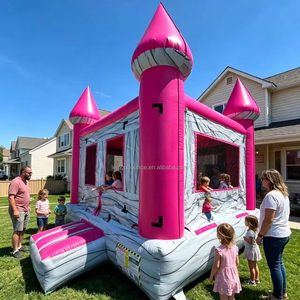 Château Gonflable Rose en PVC pour Enfants, Idéal pour la <span class=keywords><strong>Location</strong></span> Commerciale Intérieure et Extérieure – Offre Spéciale Usine - Product Image 3