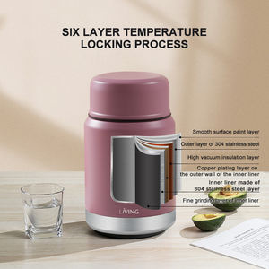 <span class=keywords><strong>Thermos</strong></span> da 20oz/600ml <span class=keywords><strong>per</strong></span> Cibo <span class=keywords><strong>Caldo</strong></span> e Zuppe, Contenitore Termico con Cucchiaio Pieghevole, Borraccia in Acciaio Inox a Doppia Parete - Product Image 4