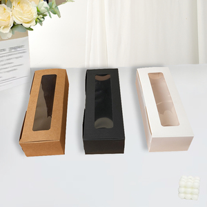 Caja <span class=keywords><strong>de</strong></span> Embalaje para Panadería con Logotipo Personalizado, Caja Rectangular <span class=keywords><strong>de</strong></span> Papel Kraft con Ventana Transparente <span class=keywords><strong>de</strong></span> PET para Pasteles y Galletas - Product Image 5