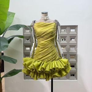 Abito Elegante Senza Maniche da Donna, Nuovo Stile Estivo <span class=keywords><strong>con</strong></span> Bordi Arricciati, <span class=keywords><strong>Gonna</strong></span> a Pieghe Slim Fit a Trapezio, Vestito da Cerimonia - Product Image 5