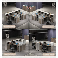 Poste de travail de bureau commercial moderne et classique à 4 places, combinaison libre, avec cloison de séparation en panneau de bois stratifié extensible