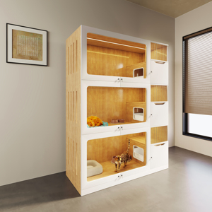 Di lusso Vintage in legno massello di pino gabbia per gatti in vetro temperato pannelli ventilati multistrato per negozi di <span class=keywords><strong>animali</strong></span> uso domestico per l'estate - Product Image 2