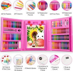 Kit d'art de <span class=keywords><strong>dessin</strong></span> de 240 pièces, cadeaux pour enfants, filles, garçons, adolescents, ensemble d'art, artisanat, étui avec <span class=keywords><strong>chevalet</strong></span> à double face à trois volets - Product Image 2