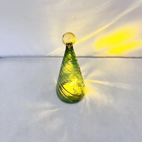 Ensemble d'ornements d'arbre de Noël en verre soufflé à la main en spirale or vert pour la décoration de la maison et des vacances commerciales