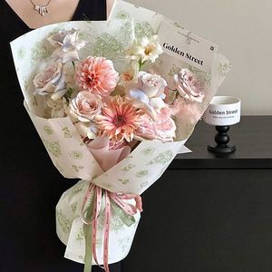 Papier de Soie Double Face Enduit PE Haut de Gamme Écologique et Imperméable Série Style Rich Art pour Emballage de Bouquets - Idéal pour Fleuristes - Product Image 4