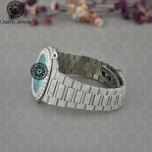 Montre en diamant très demandée, élégante montre-bracelet pour homme, luxe et mode pour le bureau et les soirées, disponible au meilleur prix - Product Image 5