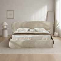 Ensemble de meubles de chambre à coucher de style européen au design moderne : lit king-size de luxe, lit king-size moderne avec lit double rembourré