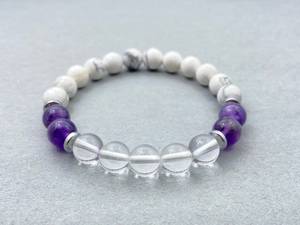 Amethyst Clear Quartz Howlite <b>Bracelet</b> Natural Crystal 8mm Beaded <b>Bracelet</b> Stretch <b>Bracelet</b> For Meditation Healing Protection - Product Image 3