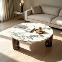 Table basse ronde en marbre Calacatta de style moderne et luxueux pour la décoration de la maison, salon, hôtel, bar, café
