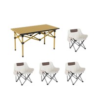 Ensemble table et chaises pliantes Moon Chair, mobilier d'extérieur portable, table de camping 6 places en acier carbone