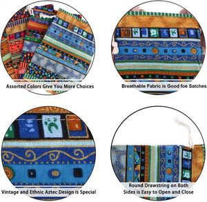 Bolsas de Almacenamiento de Lona de Algodón con Rayas de Estilo Étnico Egipcio Retro, Bolsitas para Joyería, Monedas, Dulces y Regalos - Product Image 5