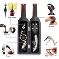 Nouvel ensemble cadeau créatif de 3/5 pièces pour ouvre-bouteille de vin avec tire-bouchon, bouchon verseur et coupe-capsule pour usage domestique ou en bar