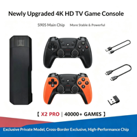 Console de jeu rétro 128 Go X2PRO, boîte de jeu classique 4K TV, manette sans fil 2.4G, stick de jeu 4K, plus de 40000 jeux intégrés