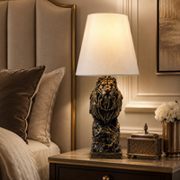 Lampes de sol LED en résine, design nordique moderne, animaux, lampes de table lion, lampe de chevet chambre à coucher, lampe sur pied lion doré pour salon
