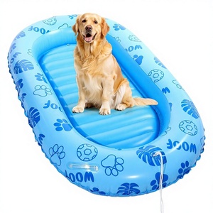 Bateau flottant pour chien, 59 x 35 pouces, radeau gonflable pliable pour animaux de compagnie, jeux aquatiques d'été pour <span class=keywords><strong>piscine</strong></span> ou lac, jusqu'<span class=keywords><strong>à</strong></span> 150 livres - Product Image 1
