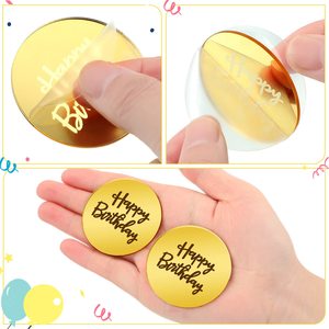 36 Pezzi Topper Rotondi in Acrilico a Specchio per Cupcake 'Buon Compleanno', Topper Incisi in Acrilico Oro, Oro Rosa, Argento, Decorazioni Fai-da-Te per Torte <span class=keywords><strong>e</strong></span> Dessert - Product Image 3