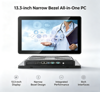 PC Panel Industri Tanpa Kipas 13.3" FHD 1920x1080 Intel J1900 Layar Sentuh Kapasitif IP65 Tahan Air Depan Win10 Embedded All in One PC