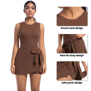 Nuevo estilo Cool Feeling <span class=keywords><strong>Tennis</strong></span> Falda Cuello redondo Diseño sin espalda con mallas Falda inferior adelgazante - Product Image 3