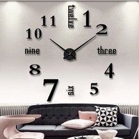 Horloge Murale Moderne en Métal, Grande Surface Miroir, Ronde Sans Cadre, Affichage Numérique 3D DIY, Horloge Autocollante Murale pour Maison, Chambre, Bureau, Décoration
