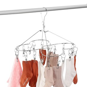 Stainless Steel Heart Shaped Sock Drying Rack 24 <b>Clips</b> Hanging Type For Home Use Clothes Organizer - Product Image 5