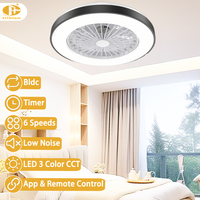 Ventilateur de plafond minimaliste de 20 pouces avec pales intégrées, LED 3 couleurs et moteur silencieux à 6 vitesses, télécommande pour petit salon