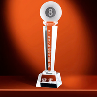 Trophée de billard/snooker en cristal créatif haut de gamme personnalisé, récompense sportive en résine pour compétition