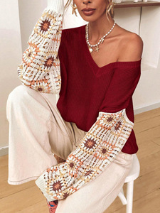 <span class=keywords><strong>Pull</strong></span> en tricot ajouré noir pour femme, motif carré <span class=keywords><strong>Granny</strong></span> multicolore au <span class=keywords><strong>crochet</strong></span>, manches longues, style bohème vintage, léger et oversize - Product Image 4