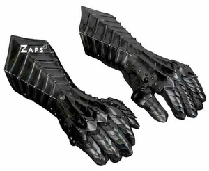 Gantelets médiévaux en acier doux noircis faits à la main gants en cuir Cosplay magnésie artisanat pour noël pâques saint valentin - Product Image 5