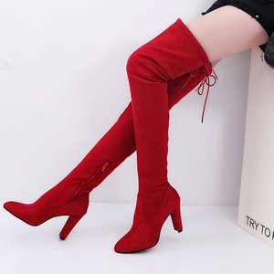 Lungo della coscia stivali da <span class=keywords><strong>donna</strong></span> sopra il ginocchio alti stivali in pizzo up scarpe tacchi alti - Product Image 4