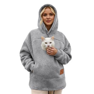 Sweat-shirt à capuche unisexe en polaire chaude, ample et décontracté, pour l'hiver et l'automne, avec poche de transport pour animaux (humains, chiens, chats) - Product Image 5