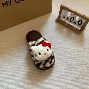 Милые домашние тапочки-кошки для девочек, зимние, теплые, с мягкой подошвой, флисом, пластиковой стелькой и подошвой из ПВХ - Product Image 4