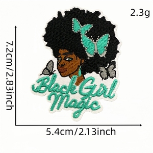 Atacado: Patch Bordado de Desenho Animado de Menina Afro Mágica para DIY em Chapéus, Mochilas e Jaquetas - Product Image 6